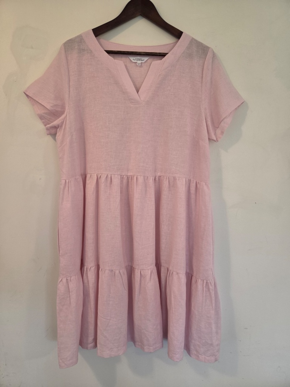 Northern Reflections pink linen dress M tiered oversized lagenlook cottage core - Picture 2 of 8
